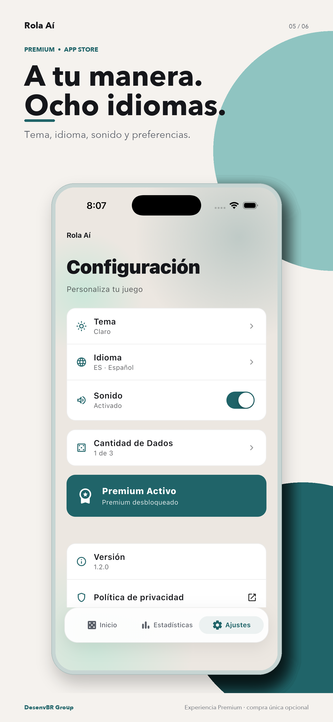 Tema, idioma, sonido y preferencias.